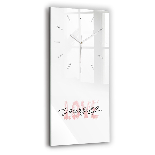 Modern vertical wall clock The inscription Love yourself