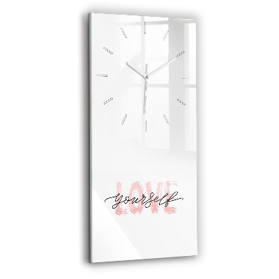 Modern vertical wall clock The inscription Love yourself