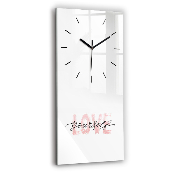 Modern vertical wall clock The inscription Love yourself