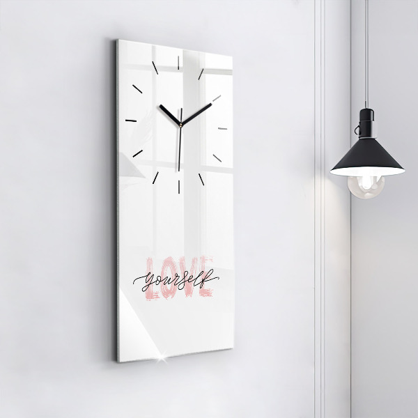 Modern vertical wall clock The inscription Love yourself