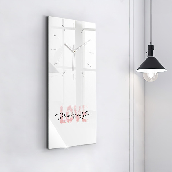 Modern vertical wall clock The inscription Love yourself