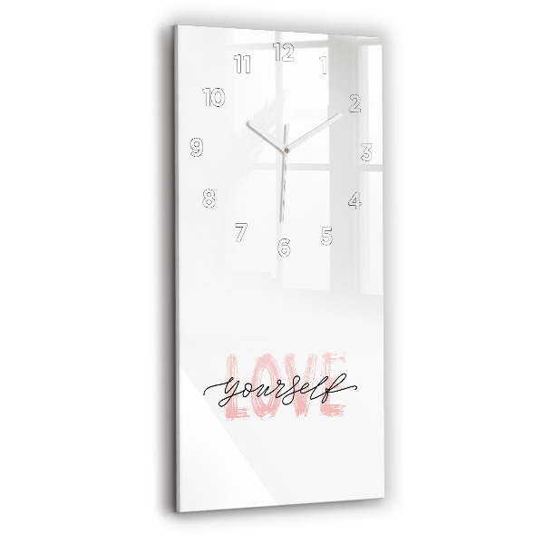 Modern vertical wall clock The inscription Love yourself