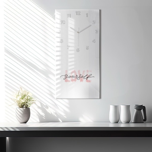 Modern vertical wall clock The inscription Love yourself