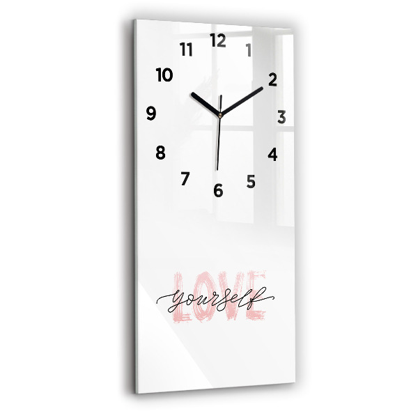 Modern vertical wall clock The inscription Love yourself