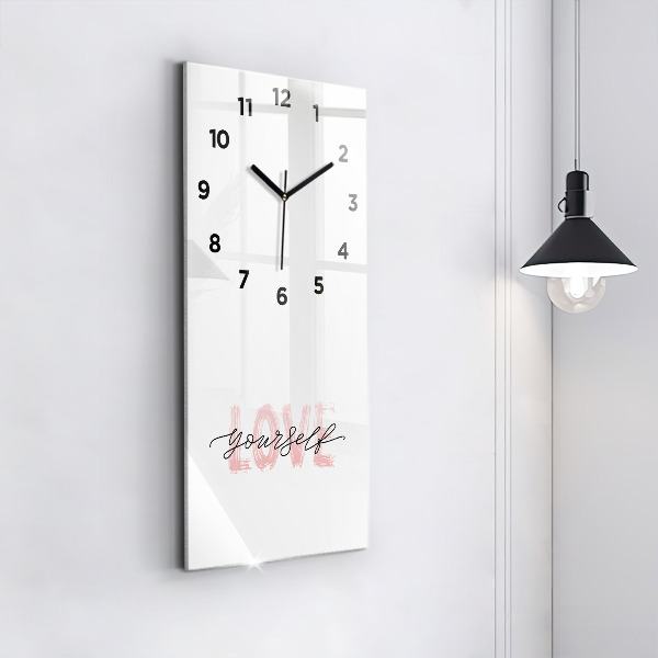 Modern vertical wall clock The inscription Love yourself