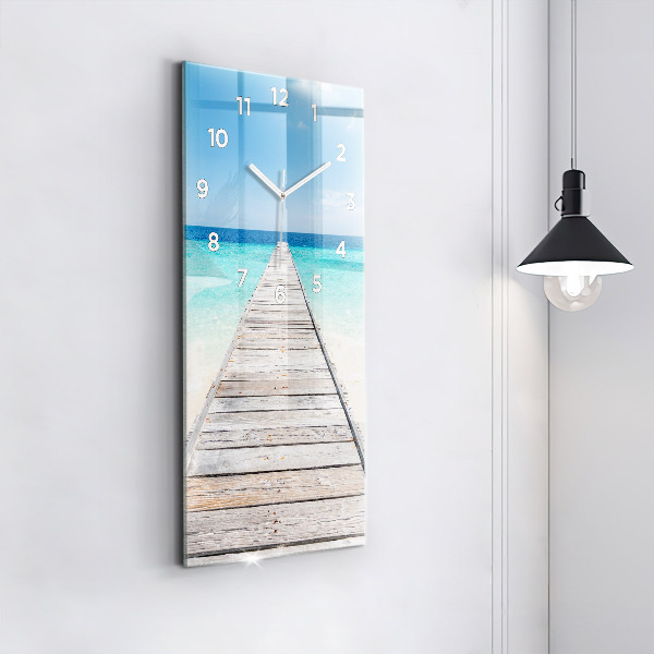 Modern vertical wall clock Tropical island