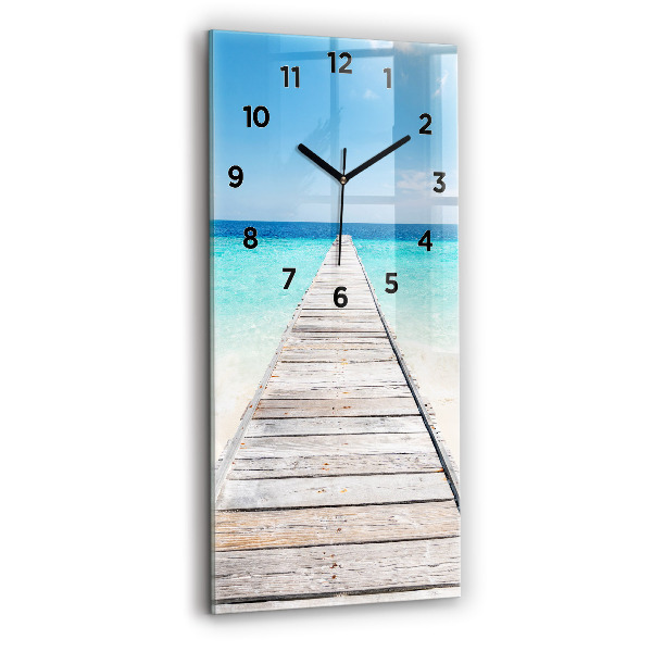 Modern vertical wall clock Tropical island
