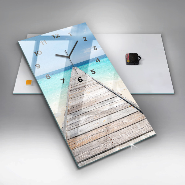 Modern vertical wall clock Tropical island