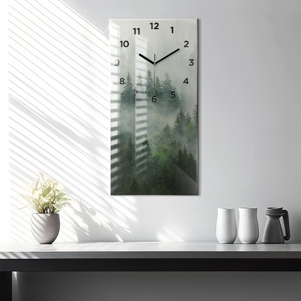 Modern vertical wall clock Misty forest
