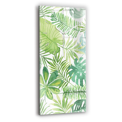 Modern vertical wall clock Green leaves