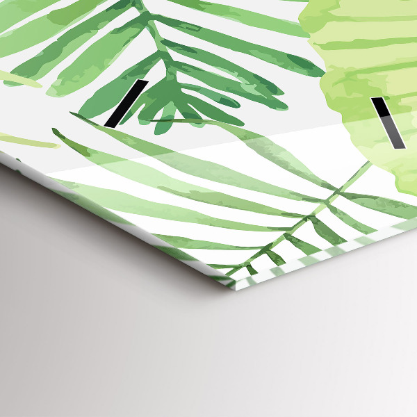 Modern vertical wall clock Green leaves
