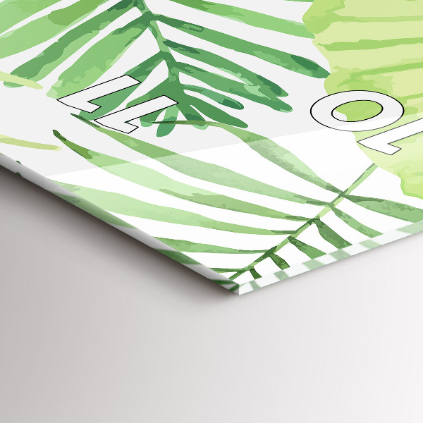 Modern vertical wall clock Green leaves