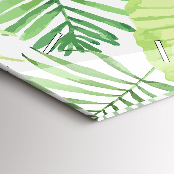 Modern vertical wall clock Green leaves