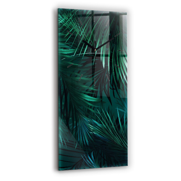Modern vertical wall clock Tropical leaves