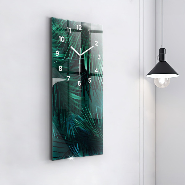 Modern vertical wall clock Tropical leaves