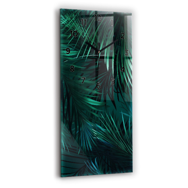 Modern vertical wall clock Tropical leaves