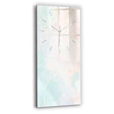 Modern vertical wall clock Watercolor marble