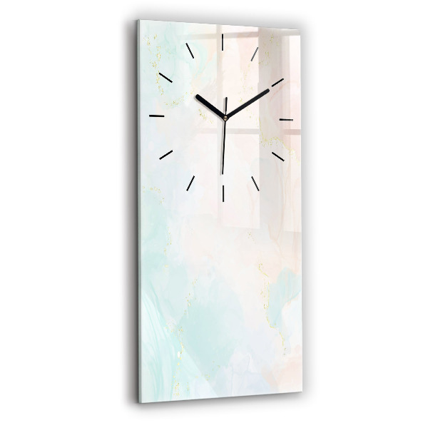 Modern vertical wall clock Watercolor marble