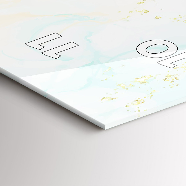 Modern vertical wall clock Watercolor marble