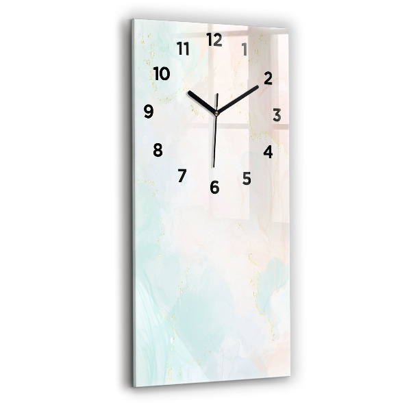 Modern vertical wall clock Watercolor marble
