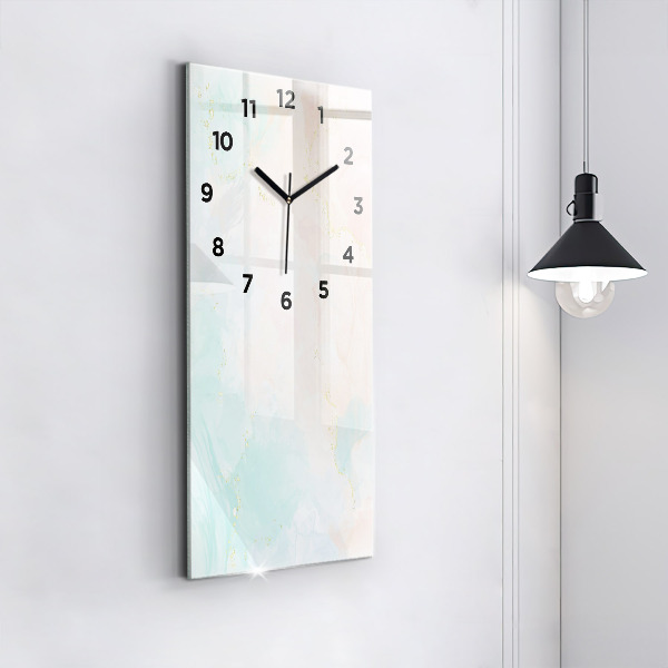 Modern vertical wall clock Watercolor marble