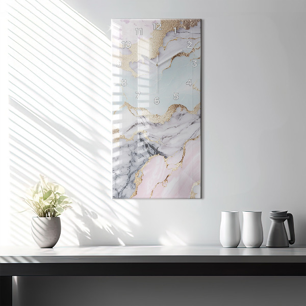Modern vertical wall clock Pastel marble