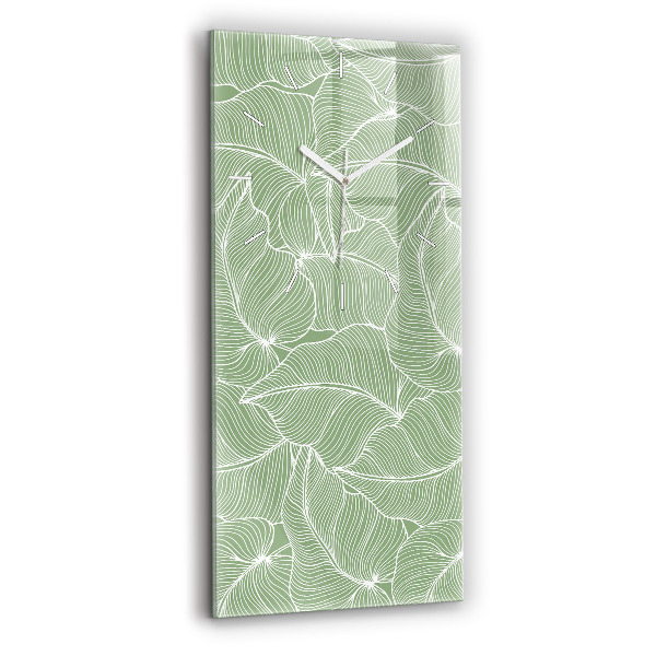 Modern vertical wall clock Leaves nature pattern
