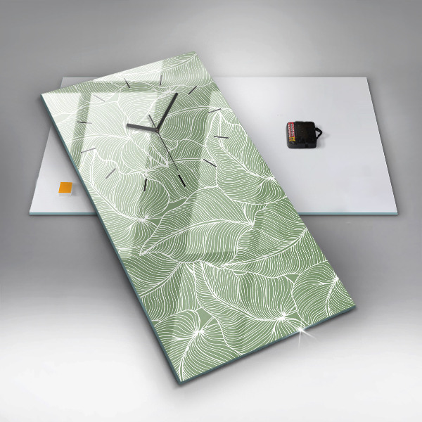 Modern vertical wall clock Leaves nature pattern