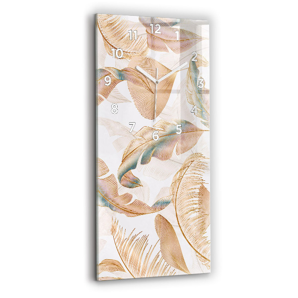 Modern vertical wall clock Nature leaf pattern