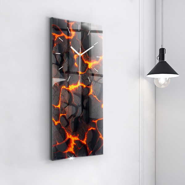Modern vertical wall clock Lava volcano
