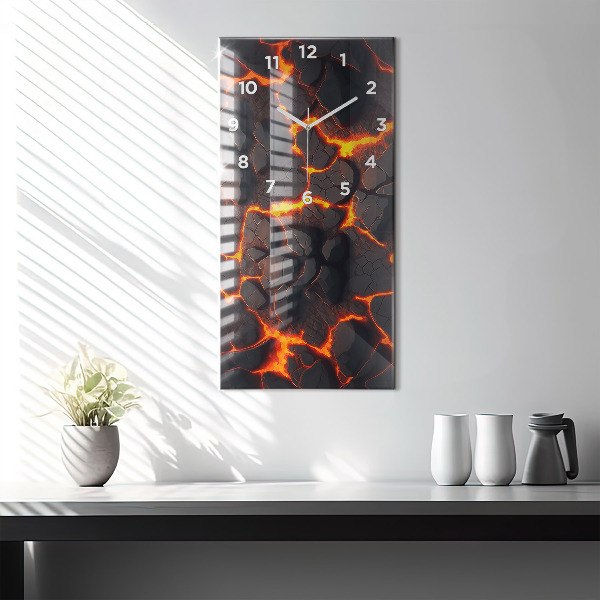 Modern vertical wall clock Lava volcano