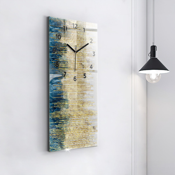 Modern vertical wall clock Decorative pattern and gold
