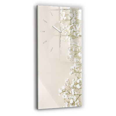 Modern vertical wall clock Blooming gypsophila flowers