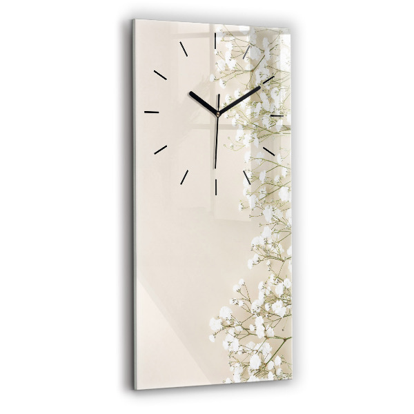 Modern vertical wall clock Blooming gypsophila flowers