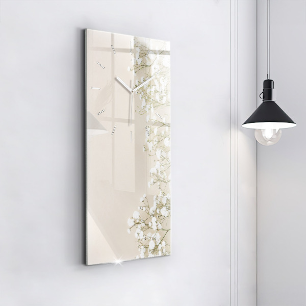 Modern vertical wall clock Blooming gypsophila flowers