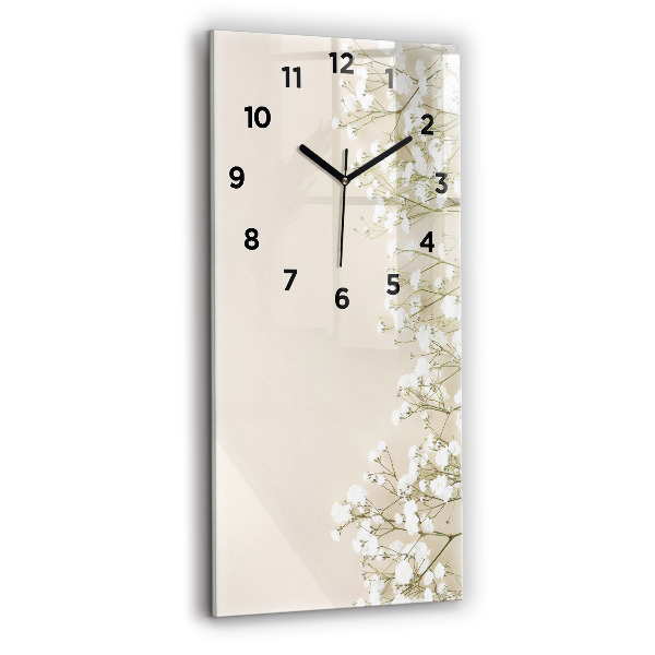 Modern vertical wall clock Blooming gypsophila flowers
