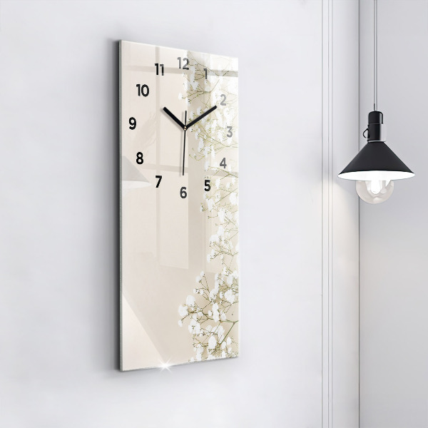 Modern vertical wall clock Blooming gypsophila flowers