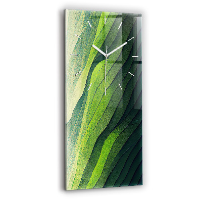 Modern vertical wall clock Green fields abstract
