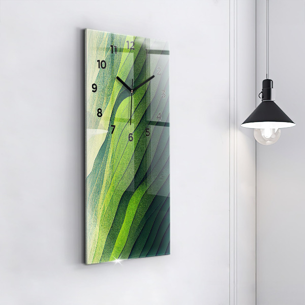 Modern vertical wall clock Green fields abstract