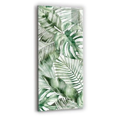 Modern vertical wall clock Painted plant leaves