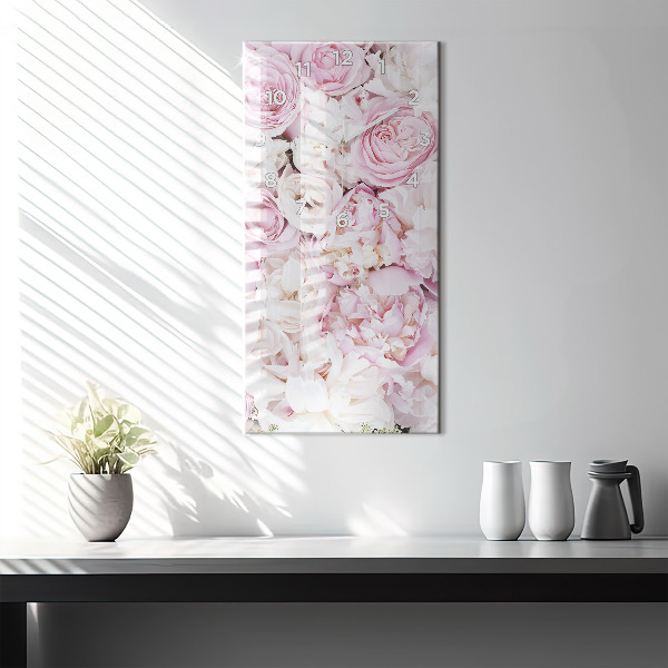 Modern vertical wall clock Decorative flowers