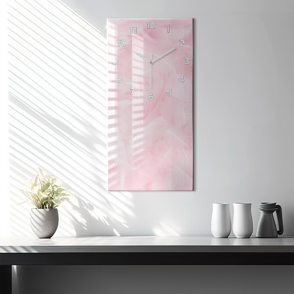 Modern vertical wall clock Feathers – abstract