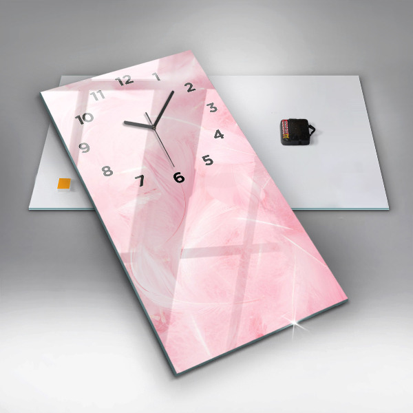 Modern vertical wall clock Feathers – abstract