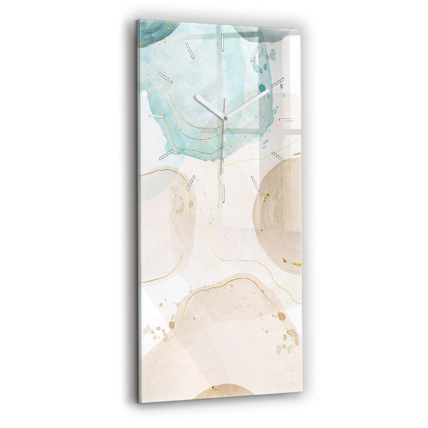 Modern vertical wall clock Watercolor stains