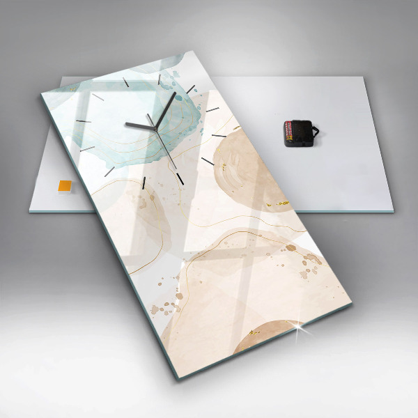 Modern vertical wall clock Watercolor stains