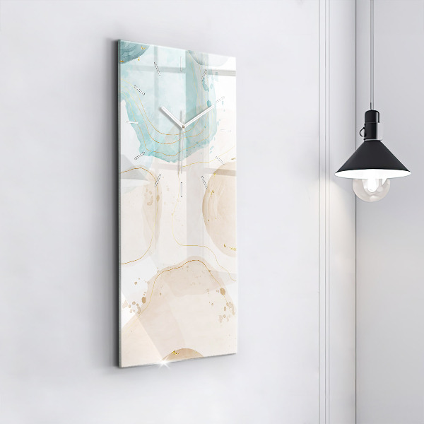 Modern vertical wall clock Watercolor stains