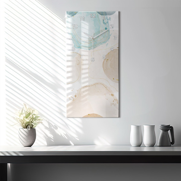 Modern vertical wall clock Watercolor stains
