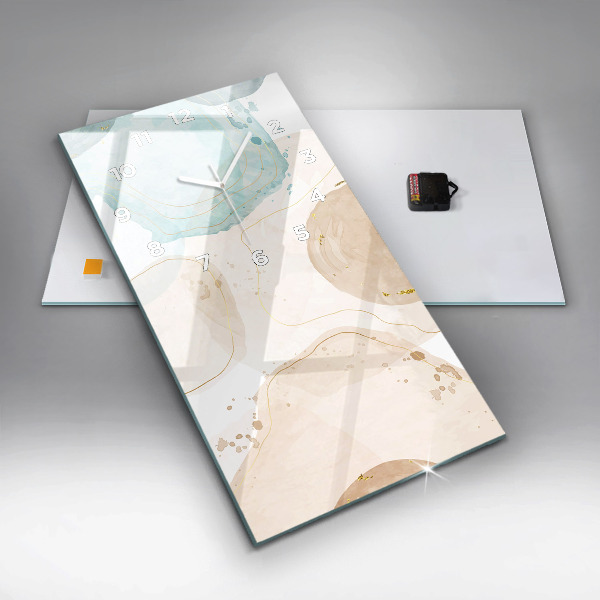Modern vertical wall clock Watercolor stains