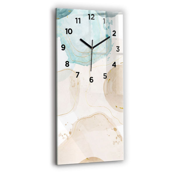 Modern vertical wall clock Watercolor stains