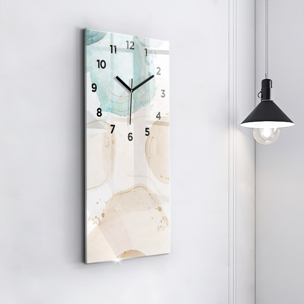 Modern vertical wall clock Watercolor stains